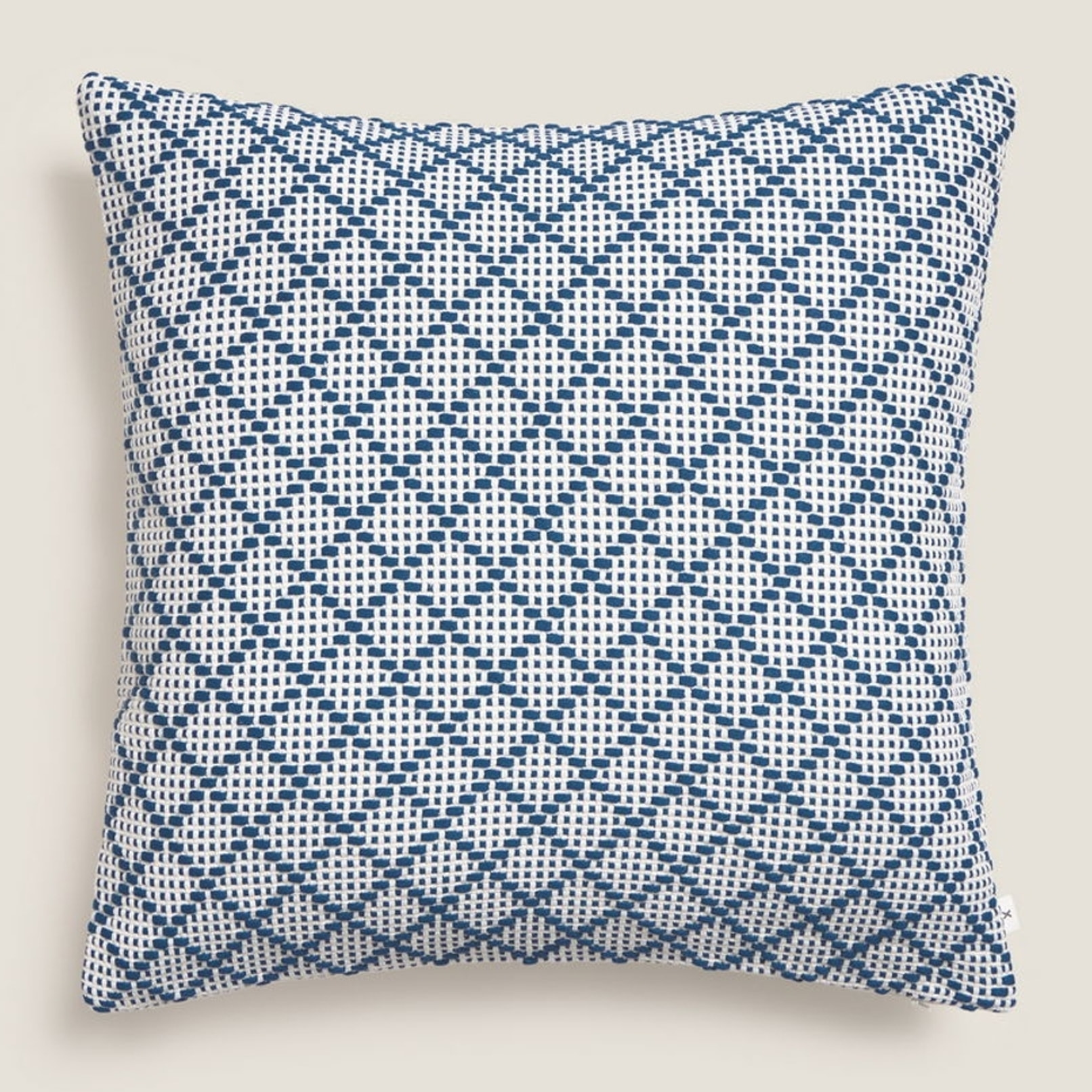 Funda de cojín tejido rombos Diamicu color azul Algodón y poliéster