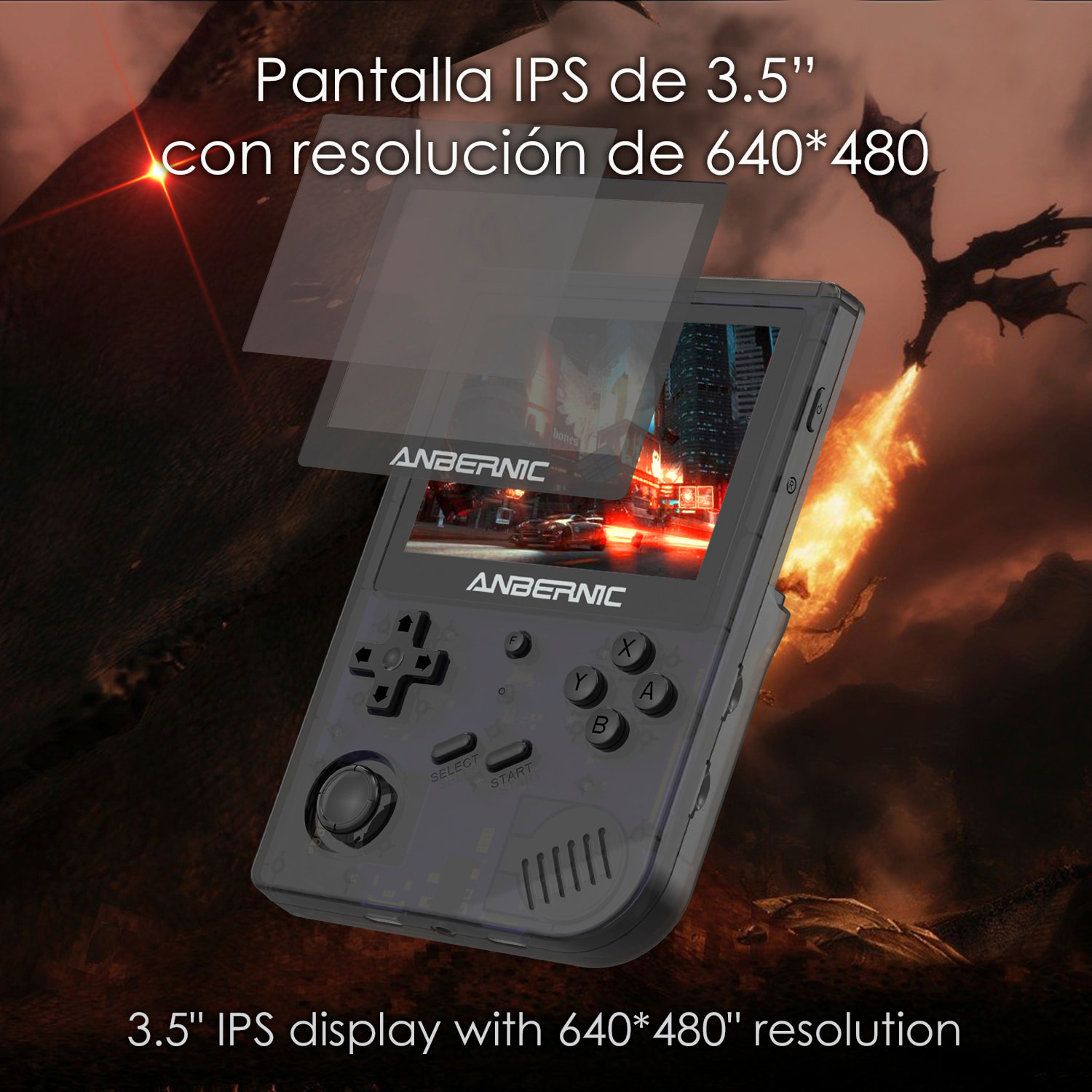 Console emulatore multipiattaforma RG351V. Schermo IPS da 3,5"; sistema operativo Linux, Quad-Core da 1,5 GHz, WiFi, 128 GB. Migliaia di giochi preinstallati.