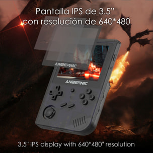 Console emulatore multipiattaforma RG351V. Schermo IPS da 3,5"; sistema operativo Linux, Quad-Core da 1,5 GHz, WiFi, 128 GB. Migliaia di giochi preinstallati.