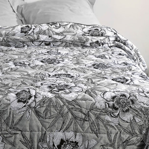 Jeté de lit aux impressions florales - Gris Perle