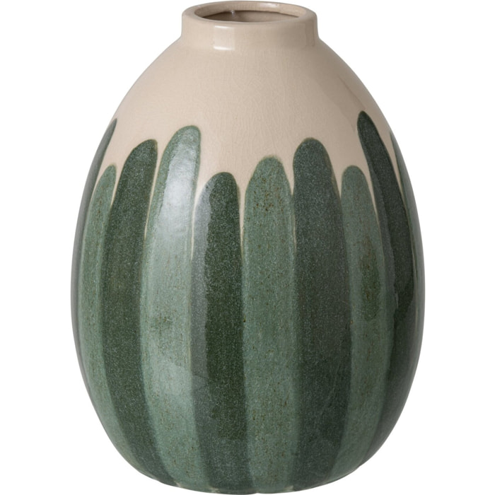 J-Line vase - grès - vert foncé/écru - large