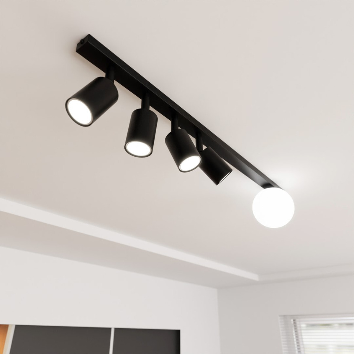 Lampada da soffitto Baster in acciaio nero opaco
