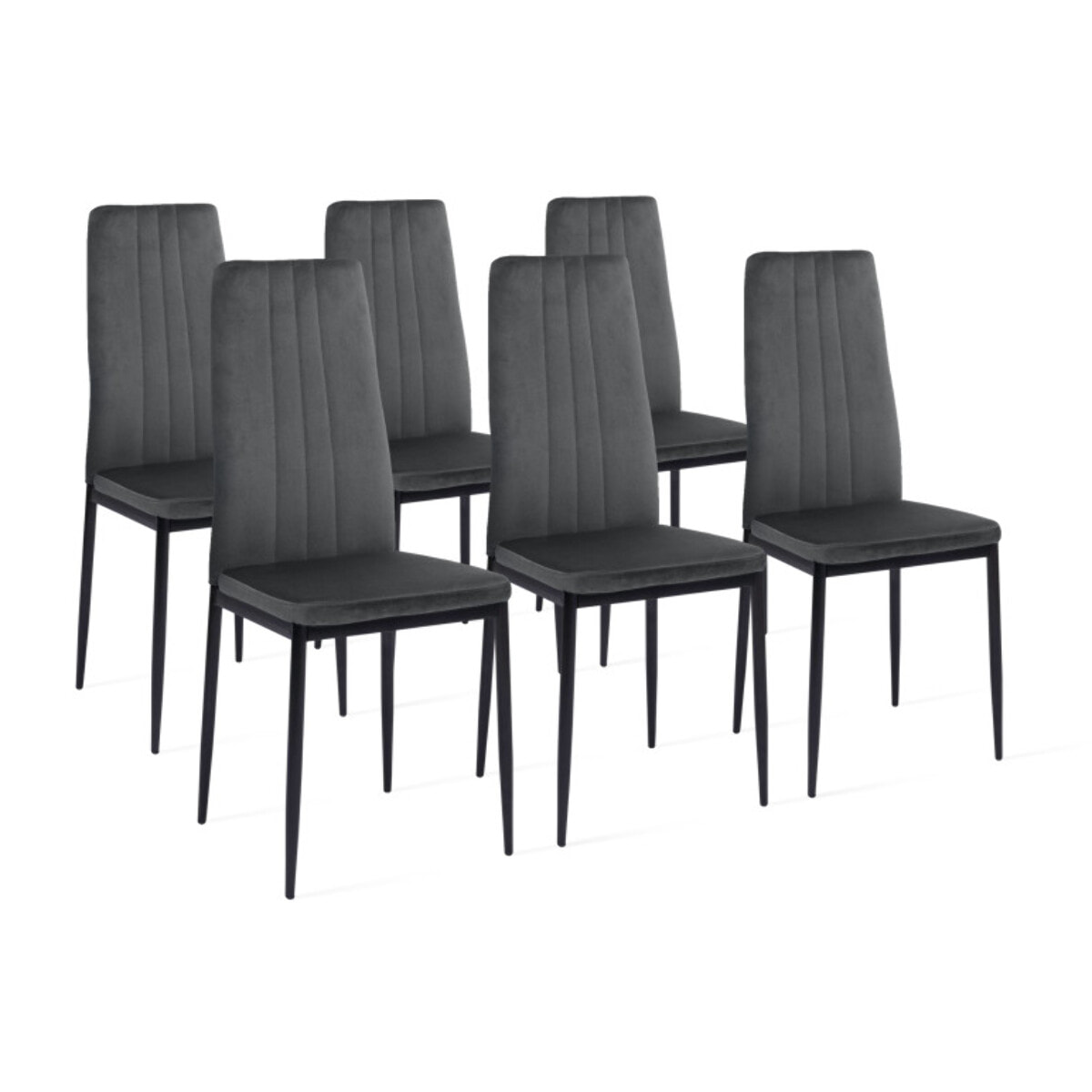 Chaises Jade en velours et pieds noirs - Gris anthracite
