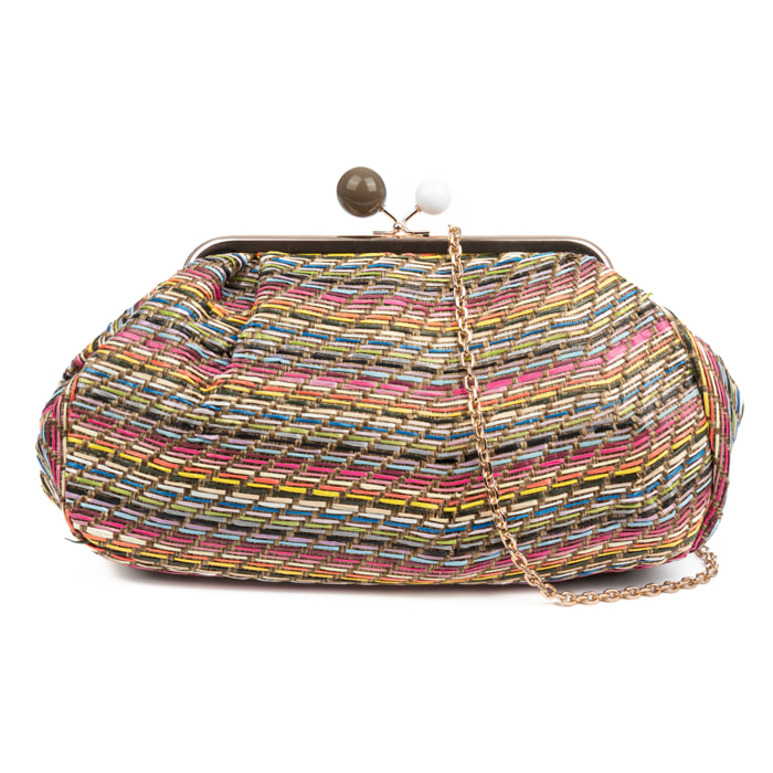 Boesio Bolso bandolera Mujer. Fabricado en rafia sintética entrelazada.