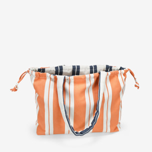 Bolso de hombro naranja con franjas y bolsillo