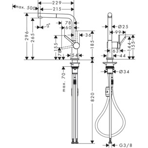 Mitigeur de cuisine 270 avec douchette extractible 1 jet chromé Talis M54