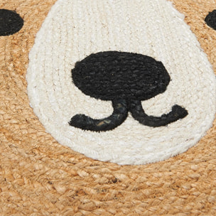 Tapis rond fait main en jute motif animaux LOMI