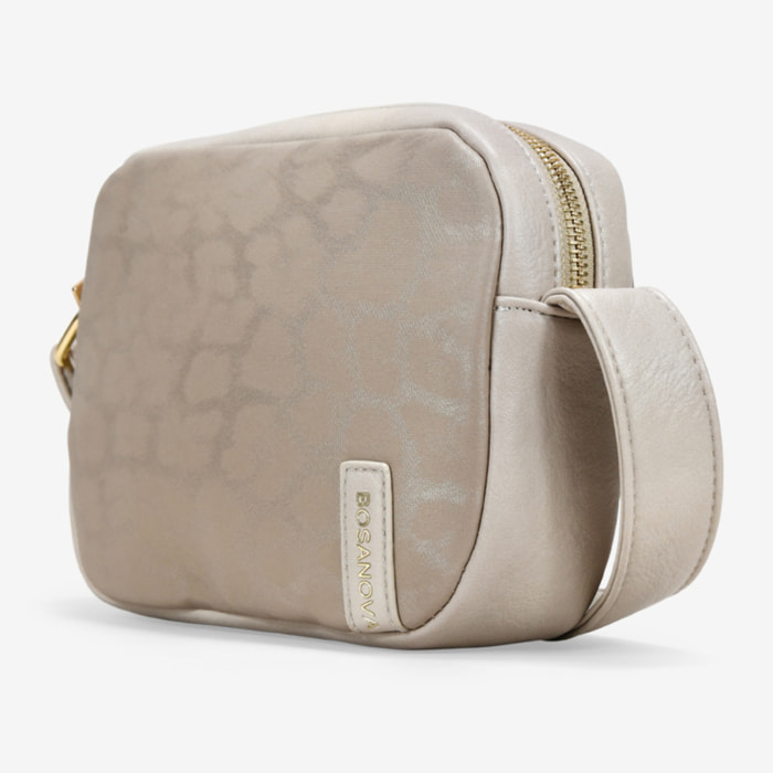 Bolso bandolera taupe con grabado de leopardo