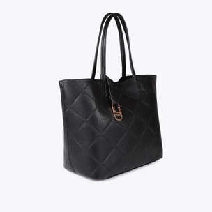 Shopper effetto pelle monogramma con logo ovale pendente