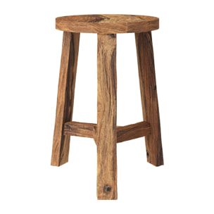 Tabouret rond en bois de teck recyclé H45 cm - Léa