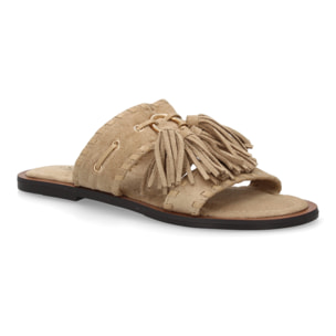 Sandalia pala mujer estilo boho con flecos