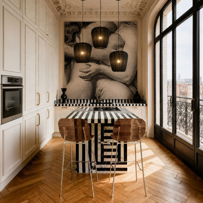 Lot de 2 chaises de bar en résine acrylique et métal écorce GLAM