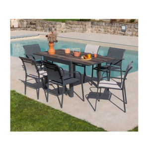 HONFLEUR BEZIERS CHENE - Ensemble table et chaises de jardin  - Anthracite et lin