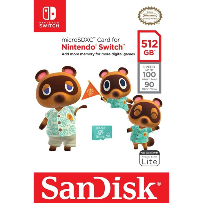 Carte Micro SD SANDISK Nintendo Switch microSDXC 512Go