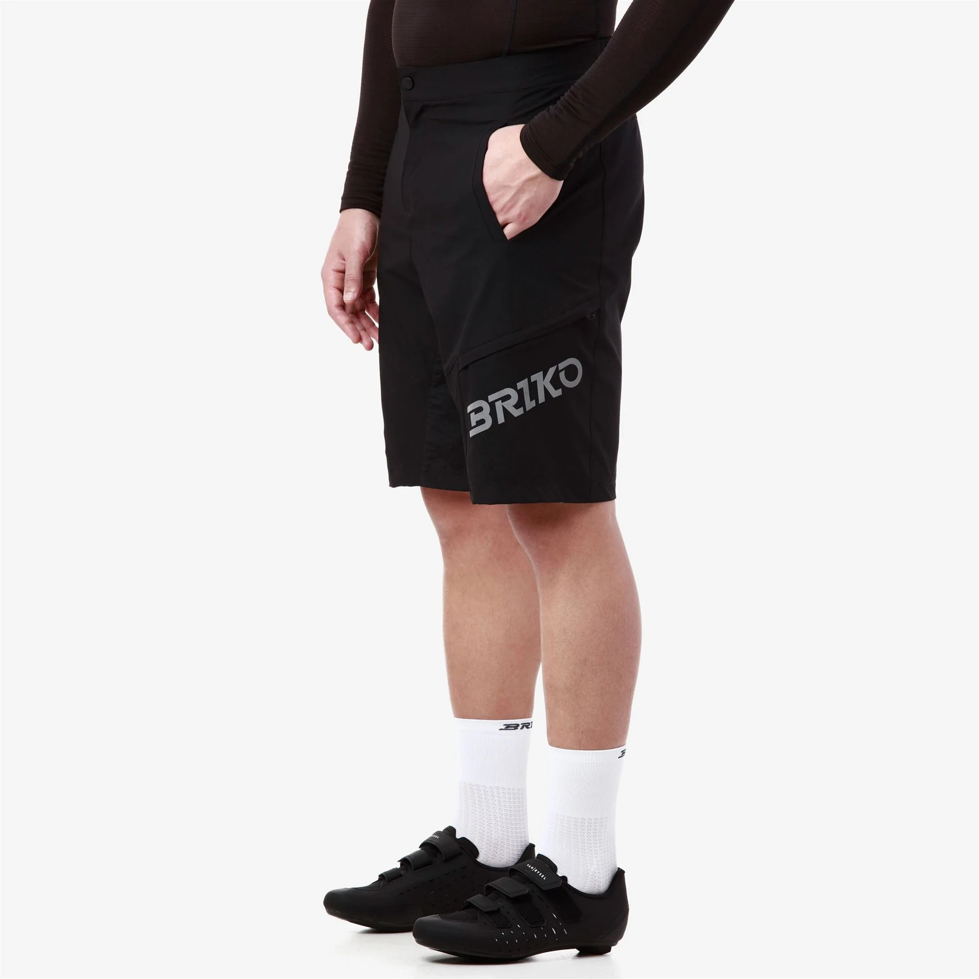 Briko - Pantaloni Corti, Uomo, Nero - Offroad Bermuda