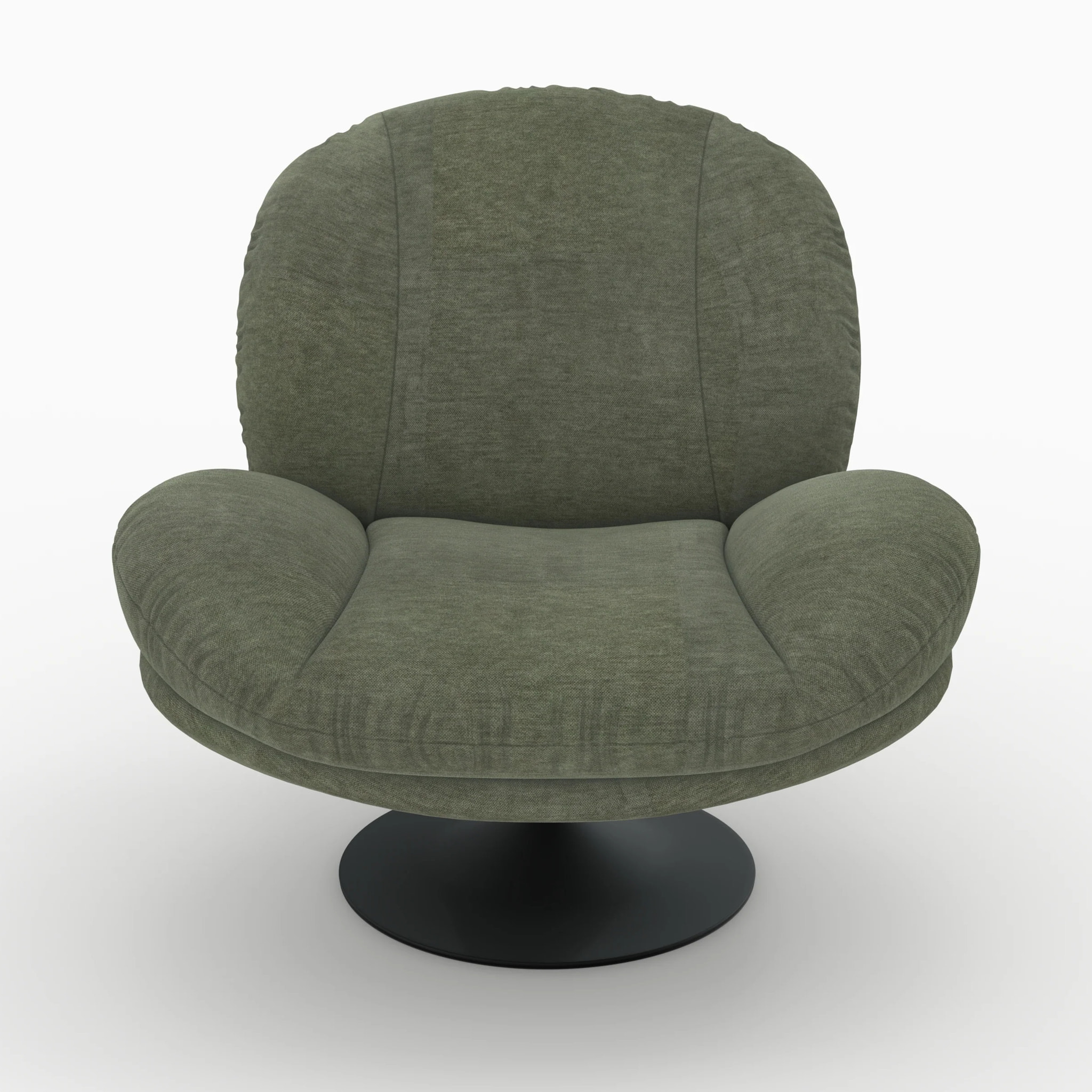 Fauteuil pivotant en tissu effet velours vert kaki - Ricci