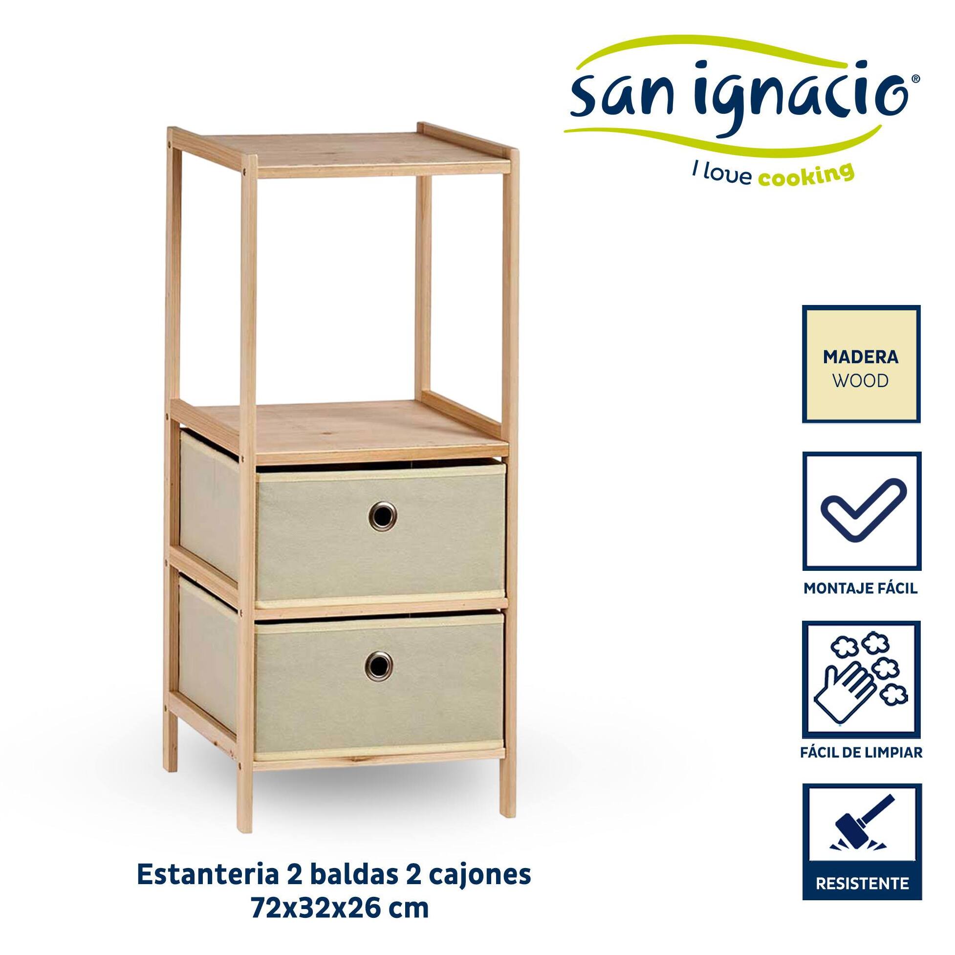 Estanteria 2 baldas 2 cajones natural colección kipit