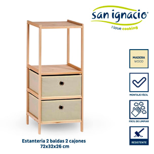 Estanteria 2 baldas 2 cajones natural colección kipit