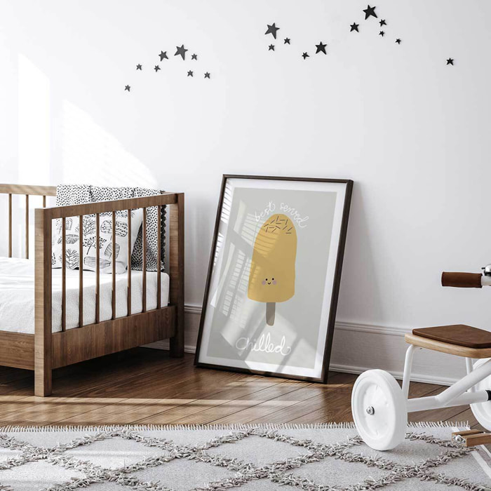 Affiche enfant glaces Affiche + cadre en bois - Noir