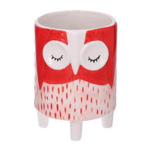 Portavaso in ceramica gufo rosso cm ø11,3h15,5