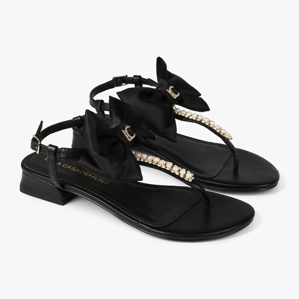 Sandali con fiocco e strass