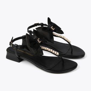 Sandali con fiocco e strass