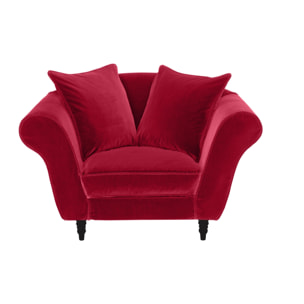 Fauteuil XL ALBA 130 cm velours Rouge - 100% déhoussable - Fab. France