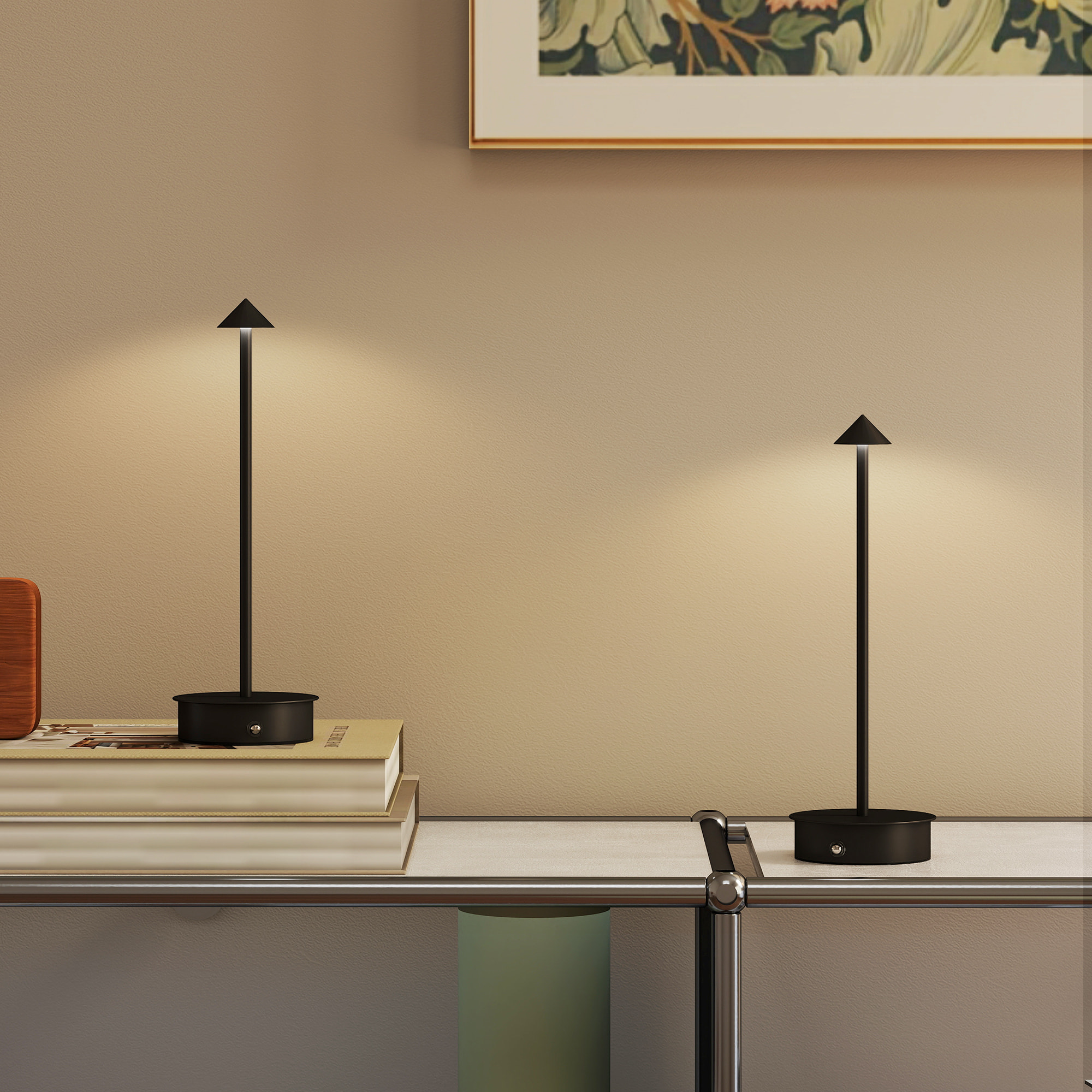 Juego de 2 Lámparas de Mesa Recargables por USB, Lámparas de Mesita de Noche Regulables con Control Táctil, 3000K/4500K/6000K, Luz LED Incluida, para Dormitorio, Salón u Oficina, Negro