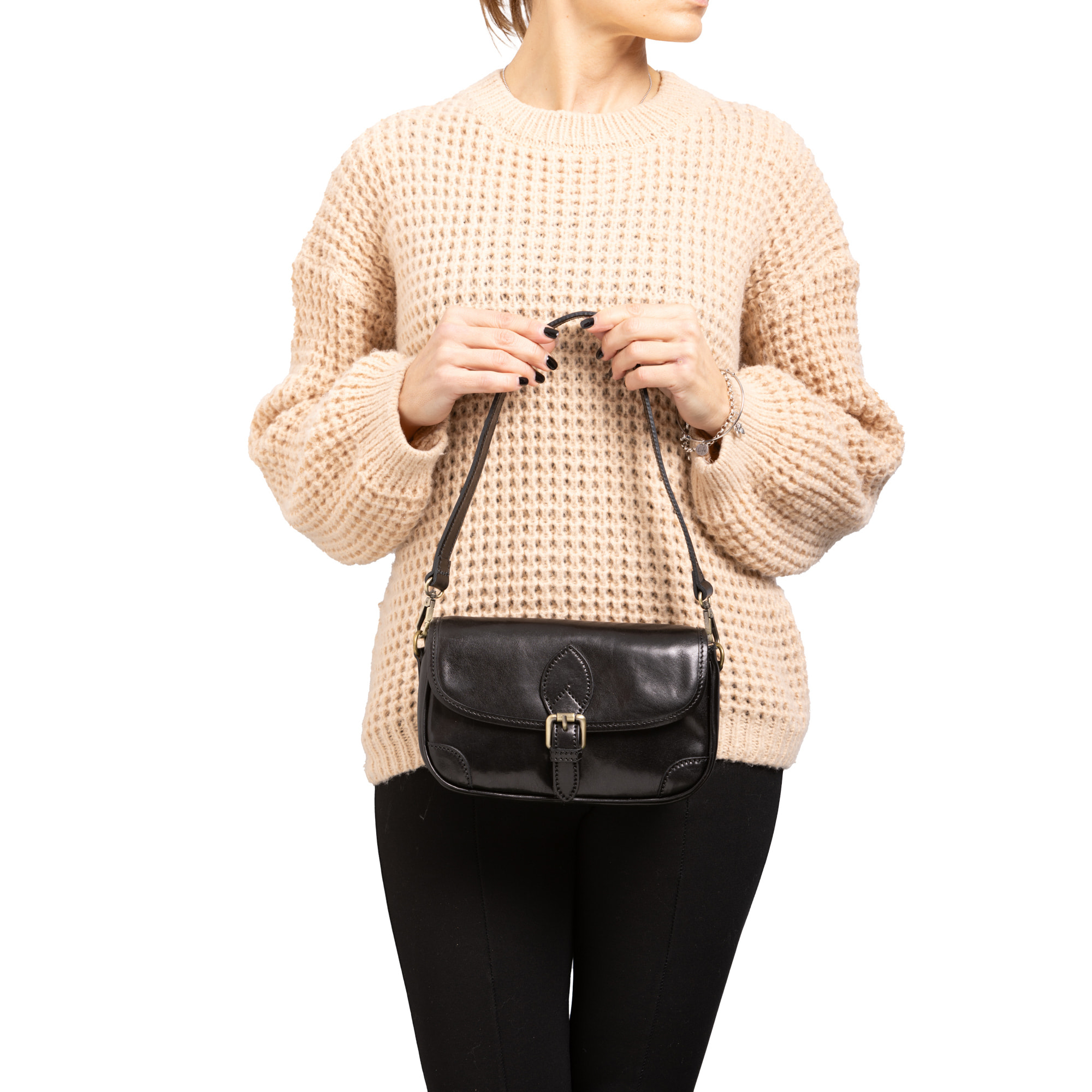 Borsa a spalla  da donna In Vera pelle Made in Italy 14x23x9 cm
