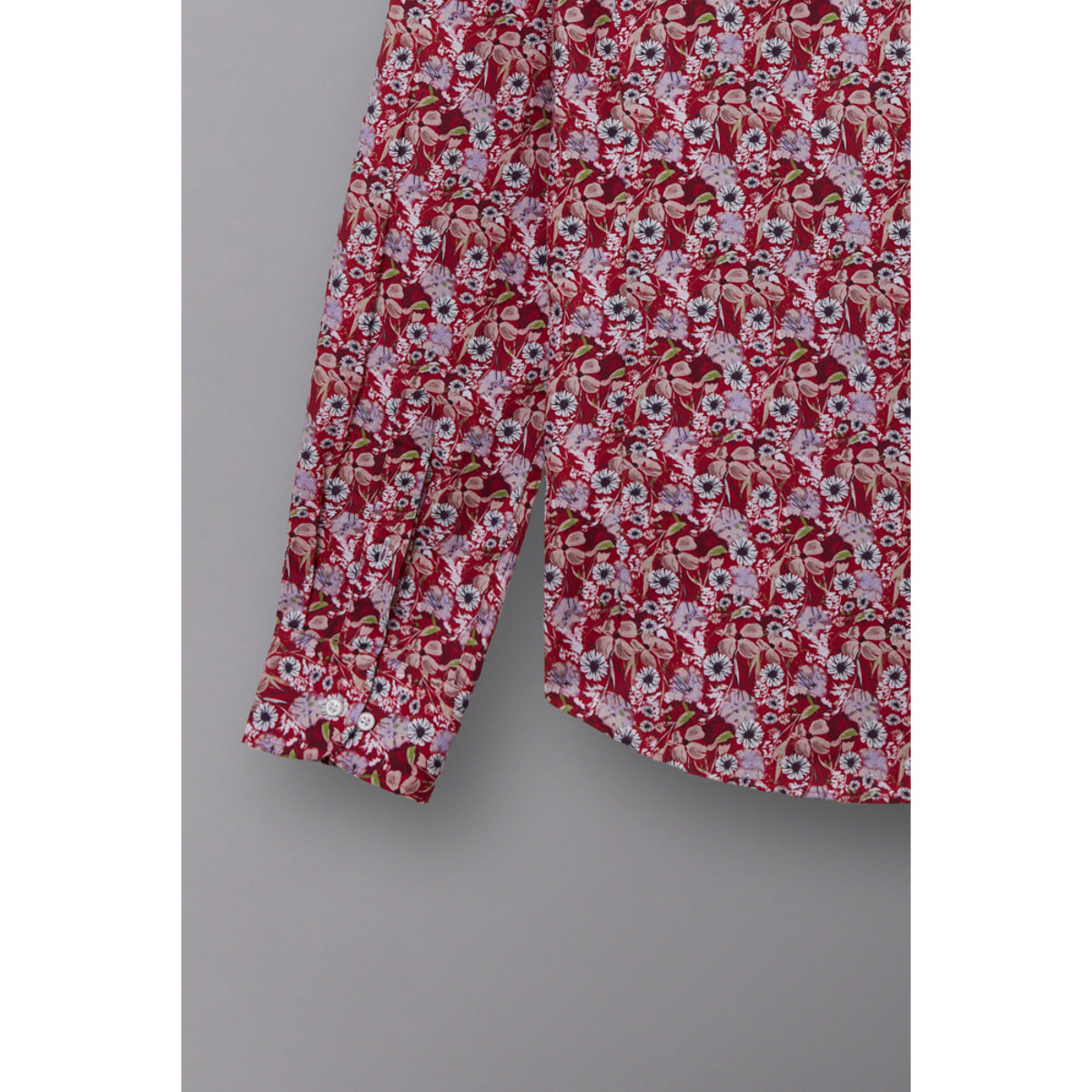 Camicia Uomo 1 Bottone Italiano Popeline Stampato Rosso\Bianco