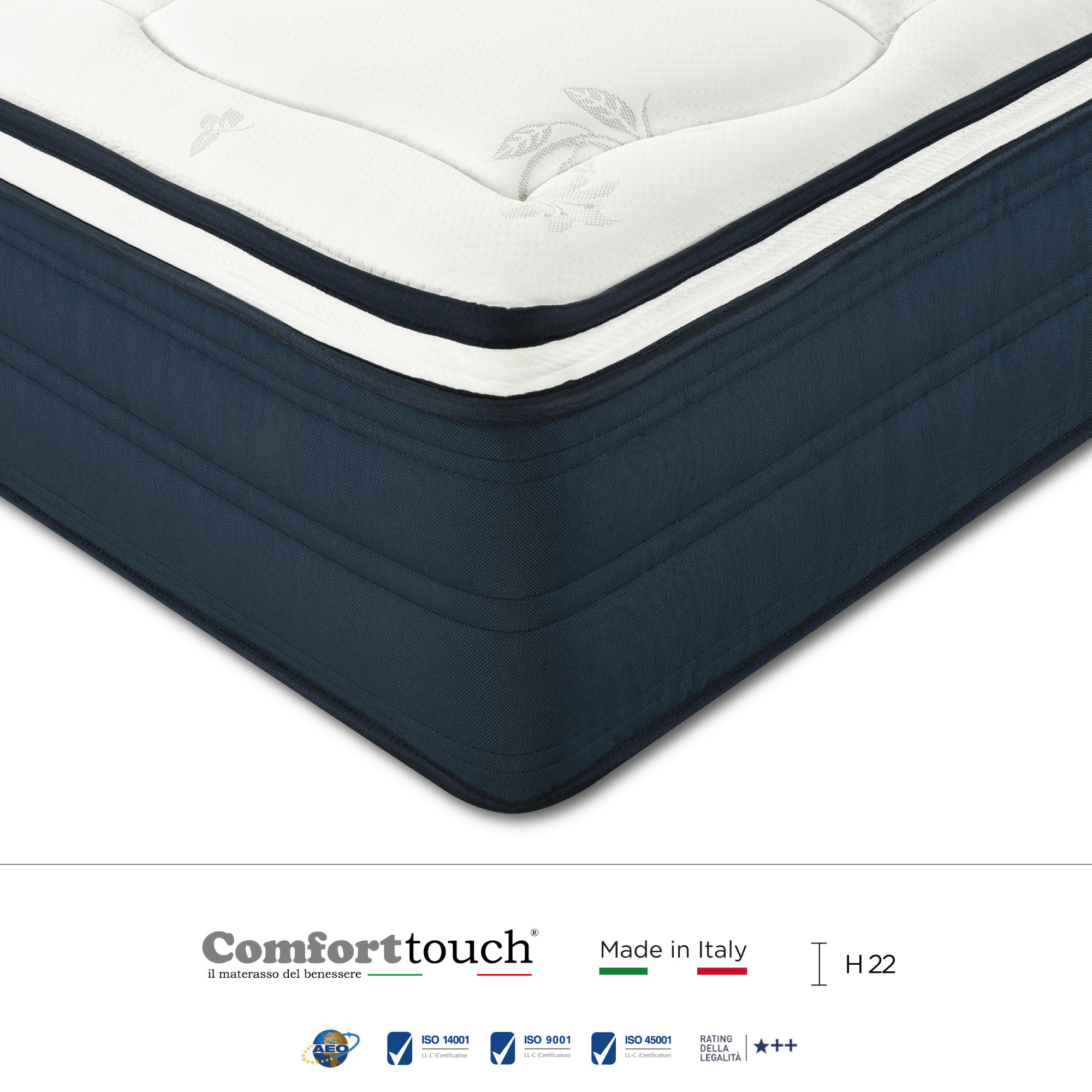 "Sky" H22 cm 90x190 guanciale Memory OMAGGIO 2cm memory foam
