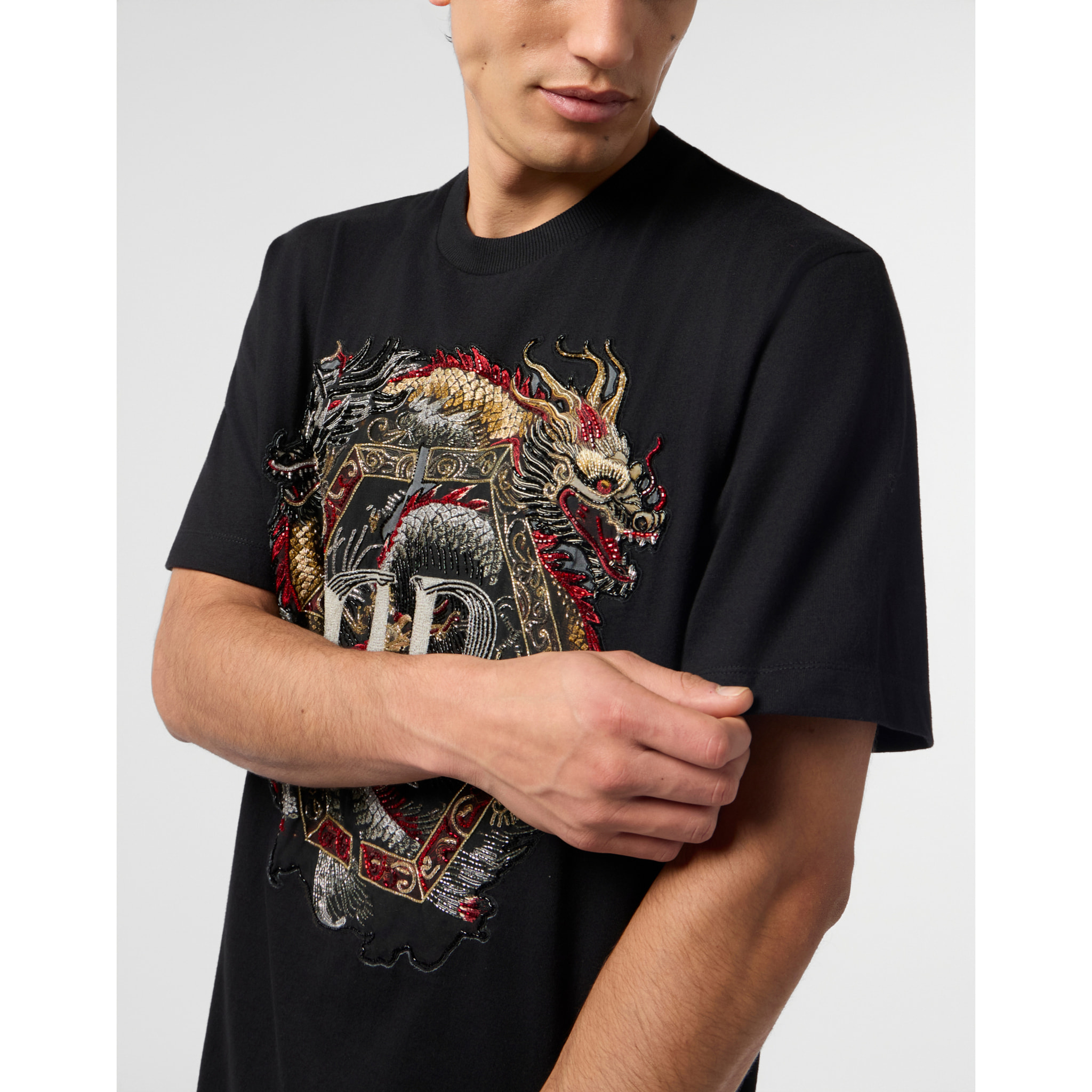 PHILIPP PLEIN Round Neck T-Shirt Dragon