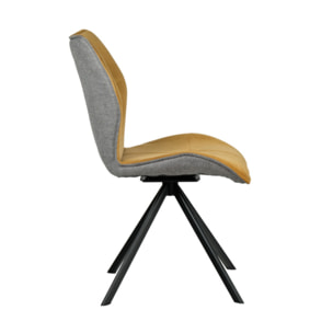 Chaise rotative 360° bicolore en velours et tissu & pieds en métal - 3 coloris - FLORENCE