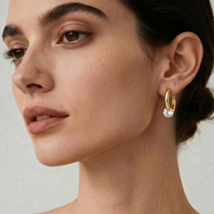 Pendientes de Circonita Brillante acabado en oro amarillo de 18k
