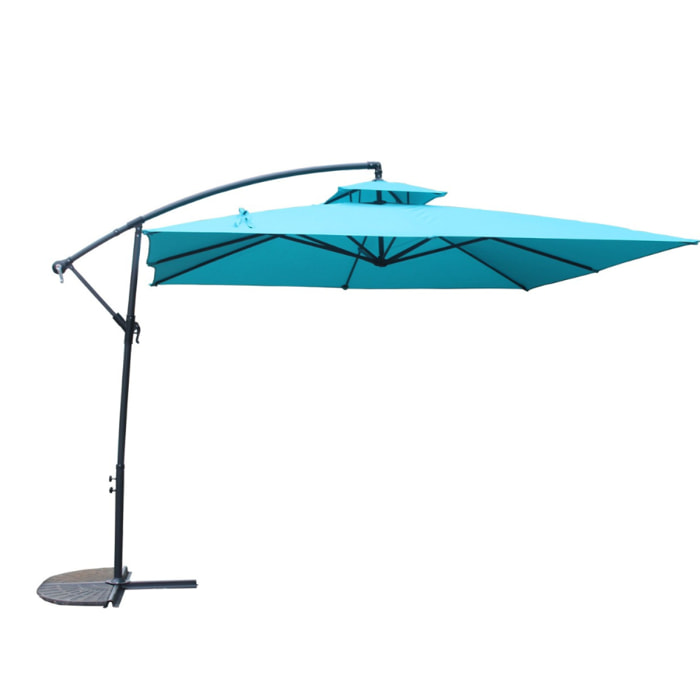 Parasol déporté rond bleu CORTO
