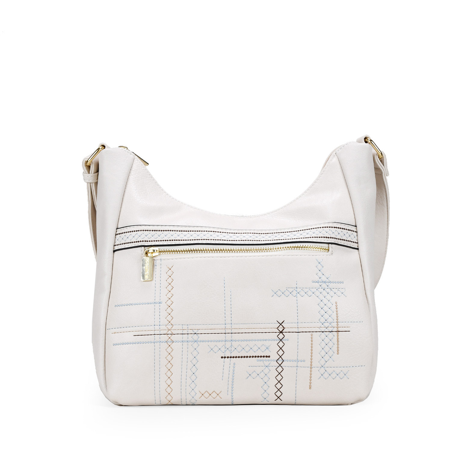 Bolso bandolera beige con bordado