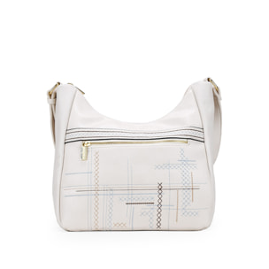 Bolso bandolera beige con bordado