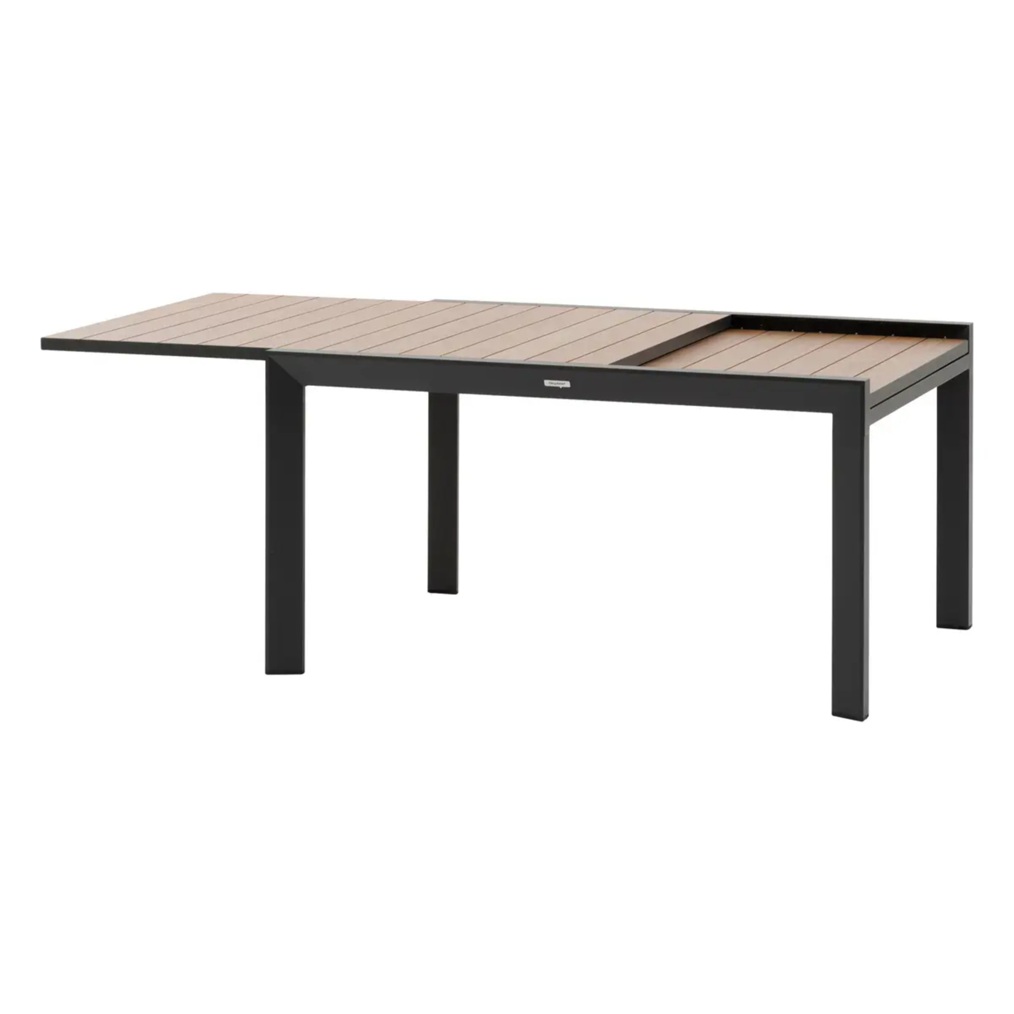Table de jardin extensible coulissante "Évasion" effet bois honey & graphite 10 places lates en aluminium