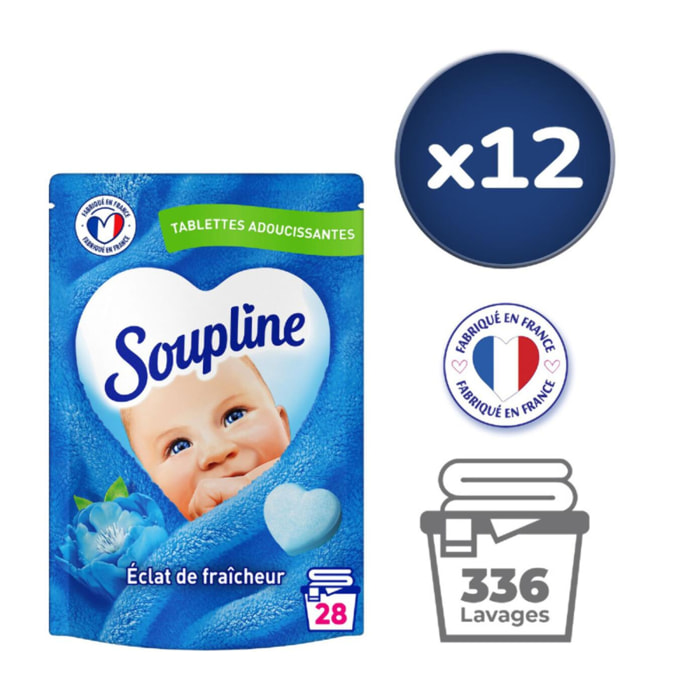 Pack de 12 - Soupline Tablettes Adoucissantes Cœurs Éclat de Fraîcheur - 28 pièces