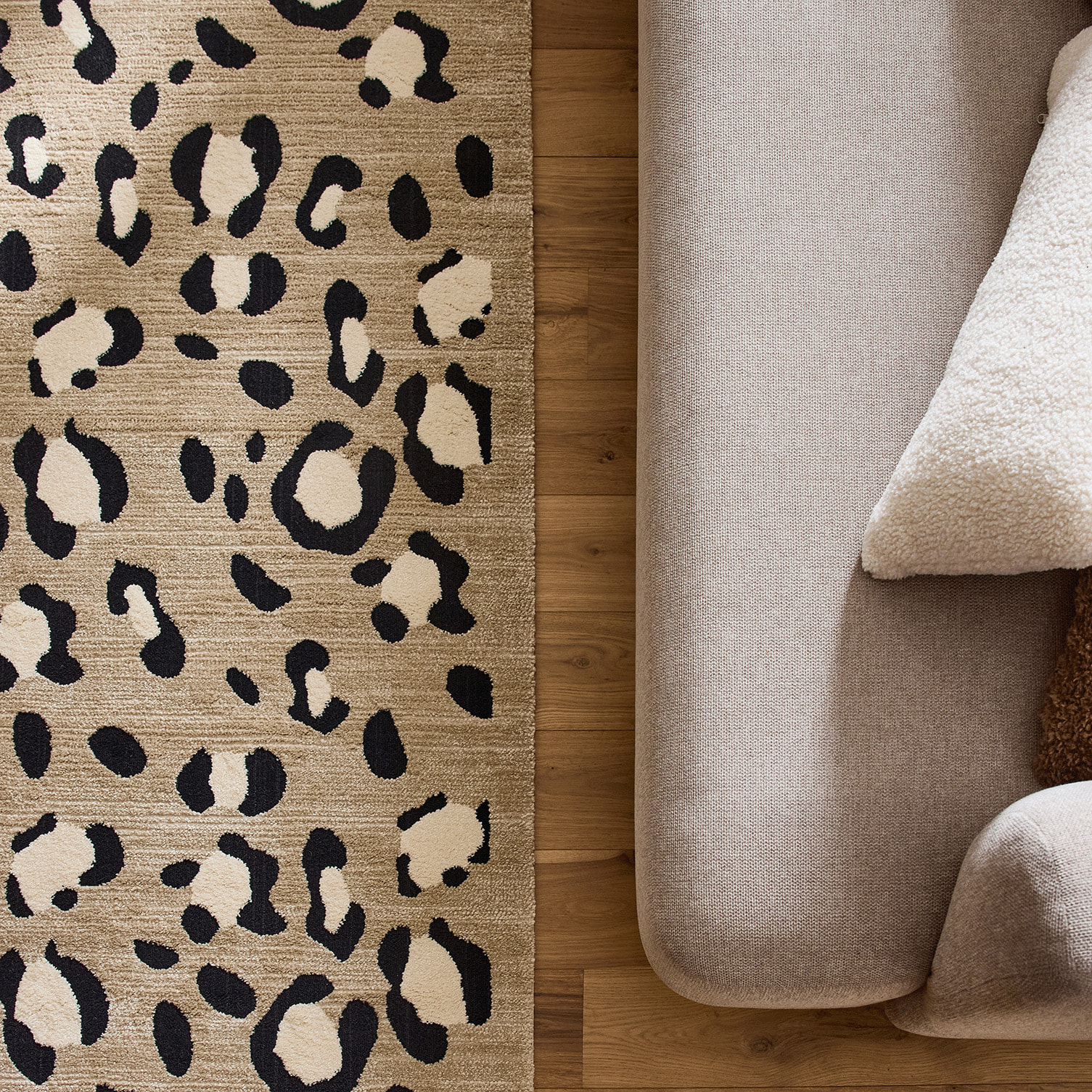 LEOVAH - Tapis salon motif léopard beige