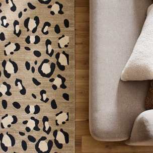 LEOVAH - Tapis salon motif léopard beige