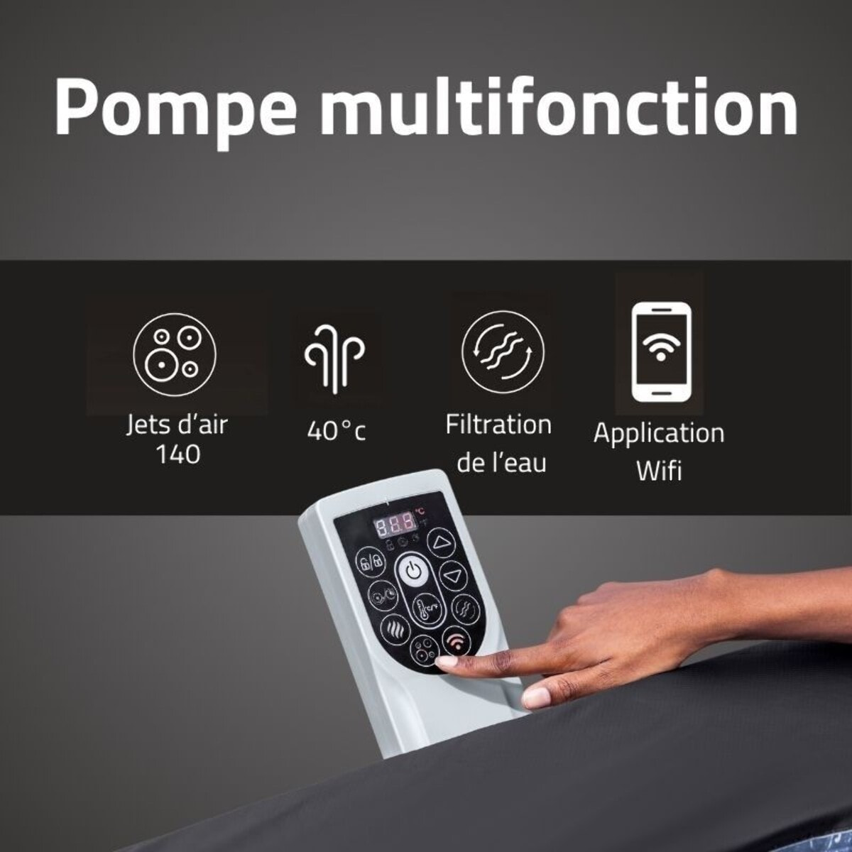 Bestway Spa semi rigide carré Lay-Z-Spa Stockholm Smart AirJet avec WiFi 4-6 personnes