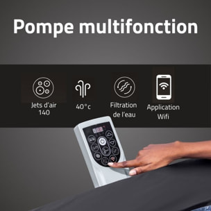 Bestway Spa semi rigide carré Lay-Z-Spa Stockholm Smart AirJet avec WiFi 4-6 personnes