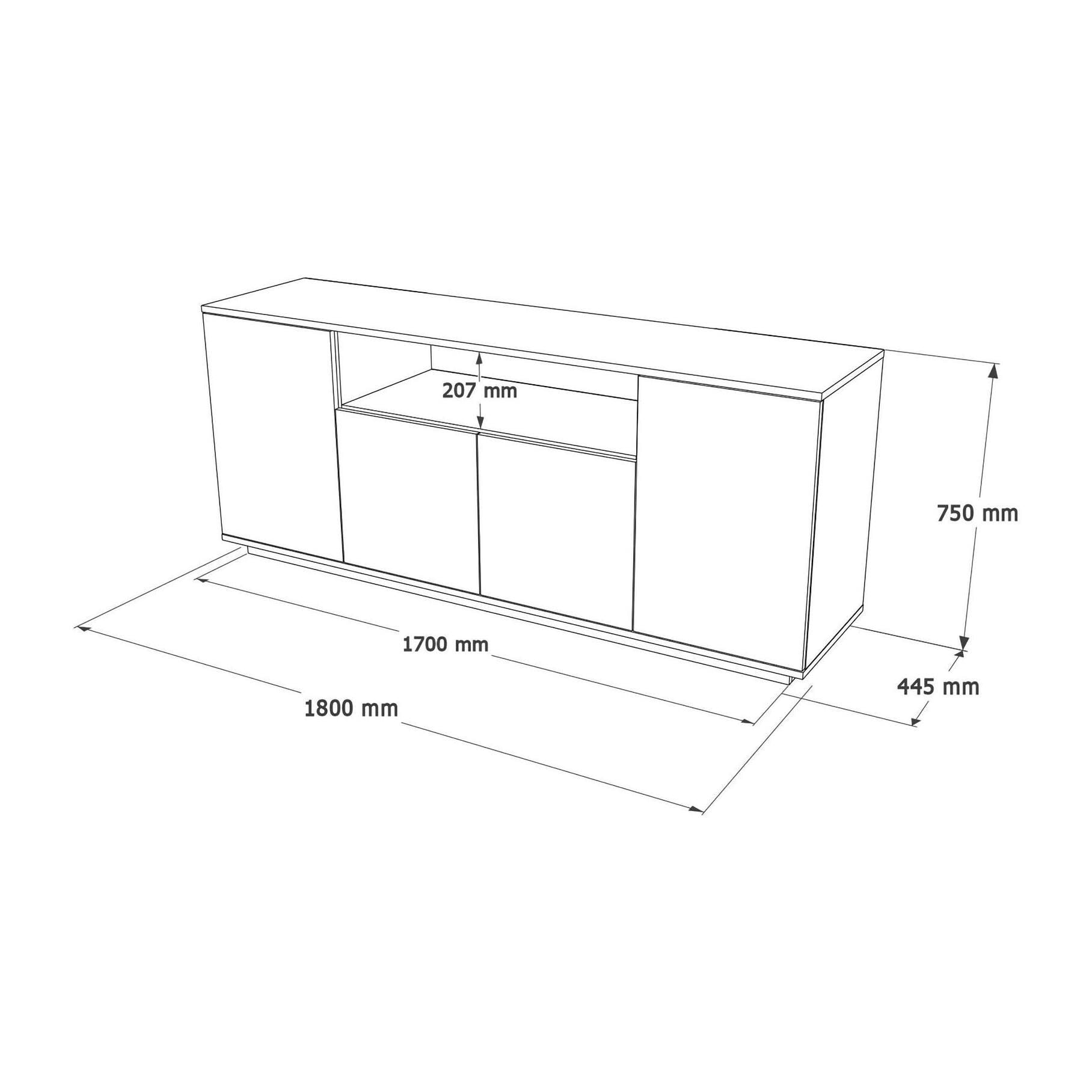 Credenza Dpas, Buffet da soggiorno, Madia da salotto, Dispensa da cucina, 180x45h75 cm, Quercia e Bianco