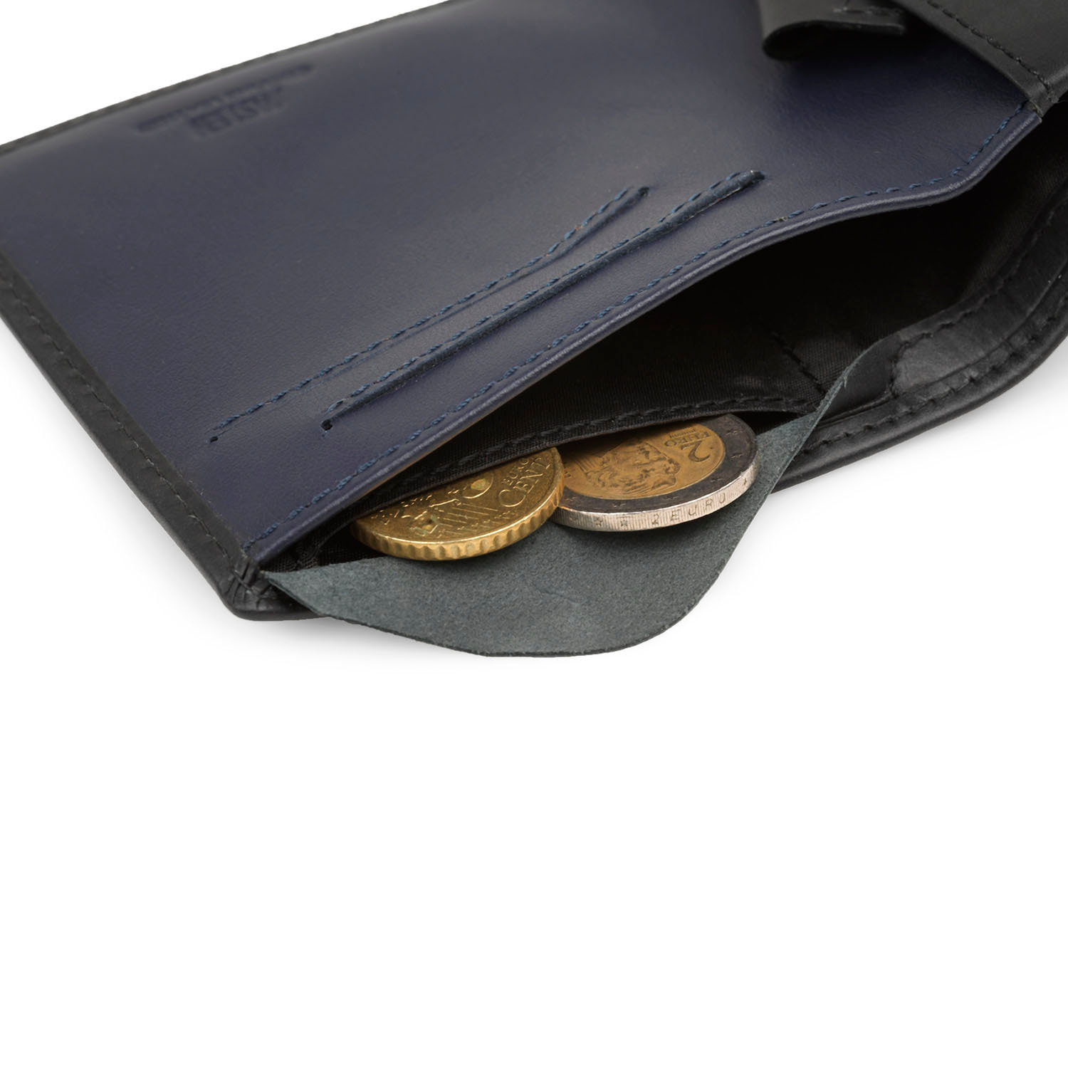 Cartera Hombre Piel Jaslen Lyon Negro-Azul