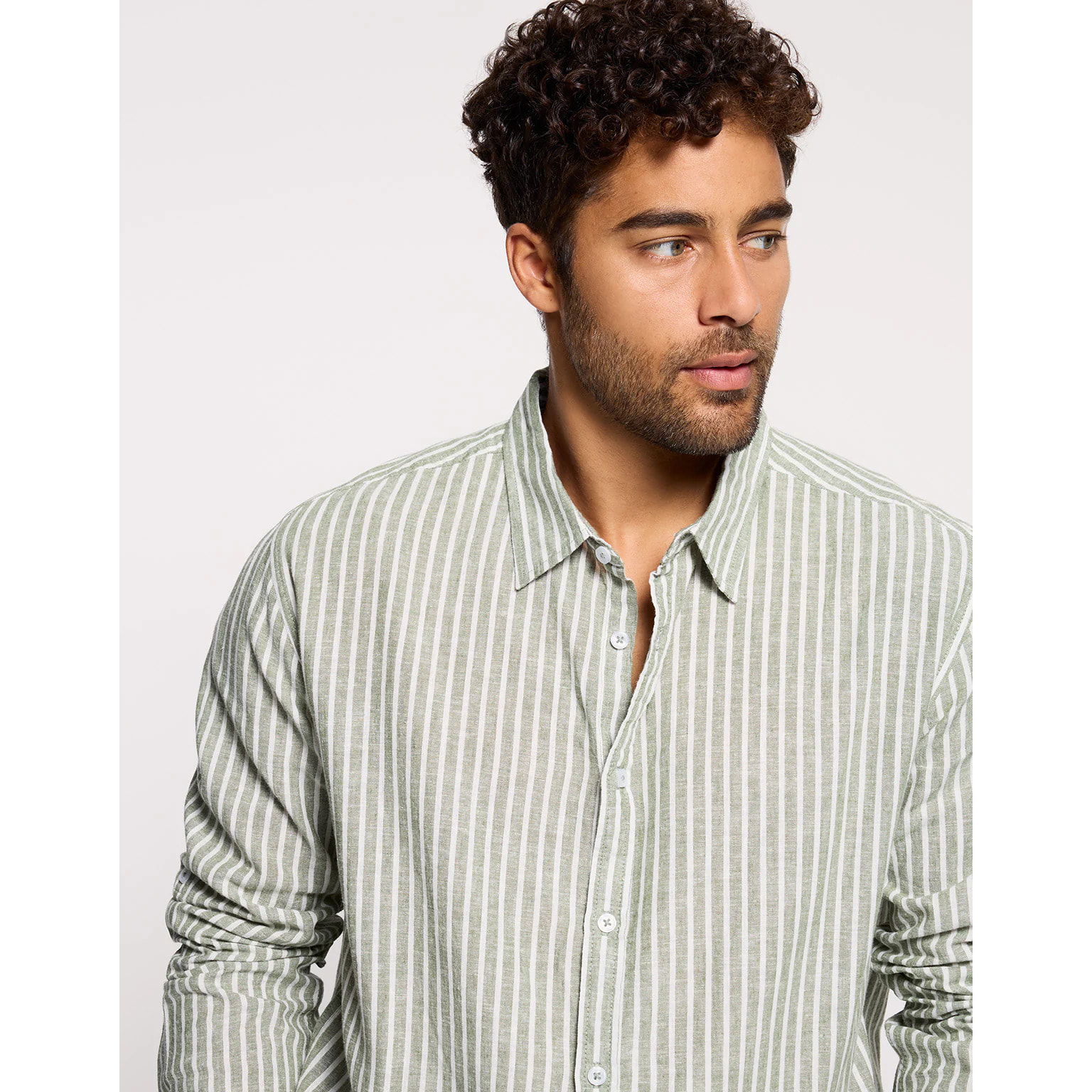 Camisa Rayas Manga Larga Verde - Ciclone