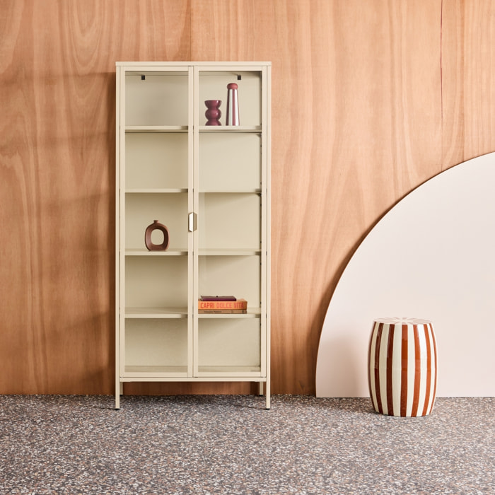 Buffet, vaisselier acier et verre trempé 2 portes 180cm ARKANSAS