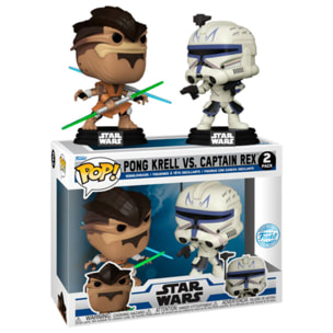 Pop Pack 2 Figures Star Wars The Clone Wars Duels Pong Krell & Captain Rex Esclusiva Funko