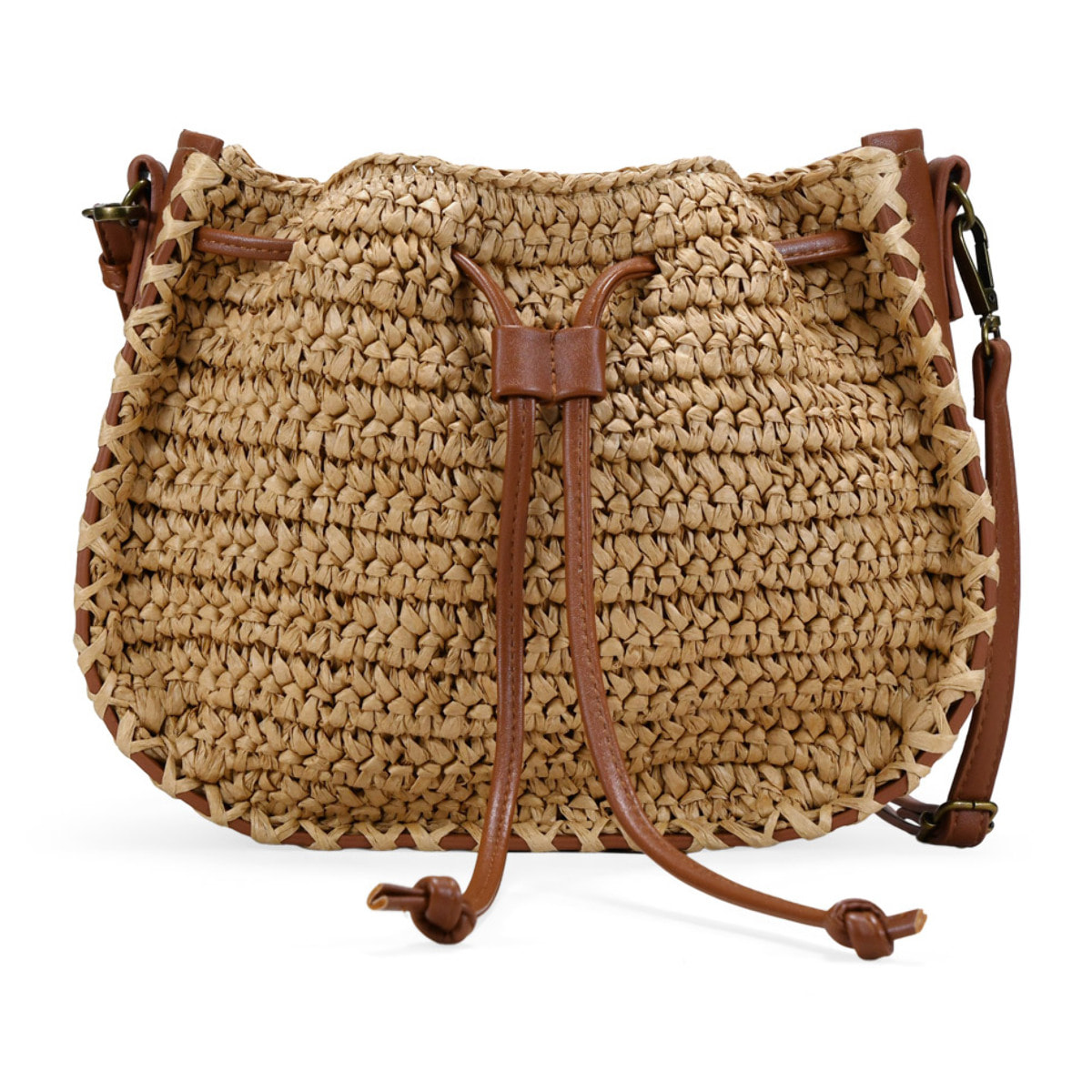 Bolso bandolera tostado en rafia