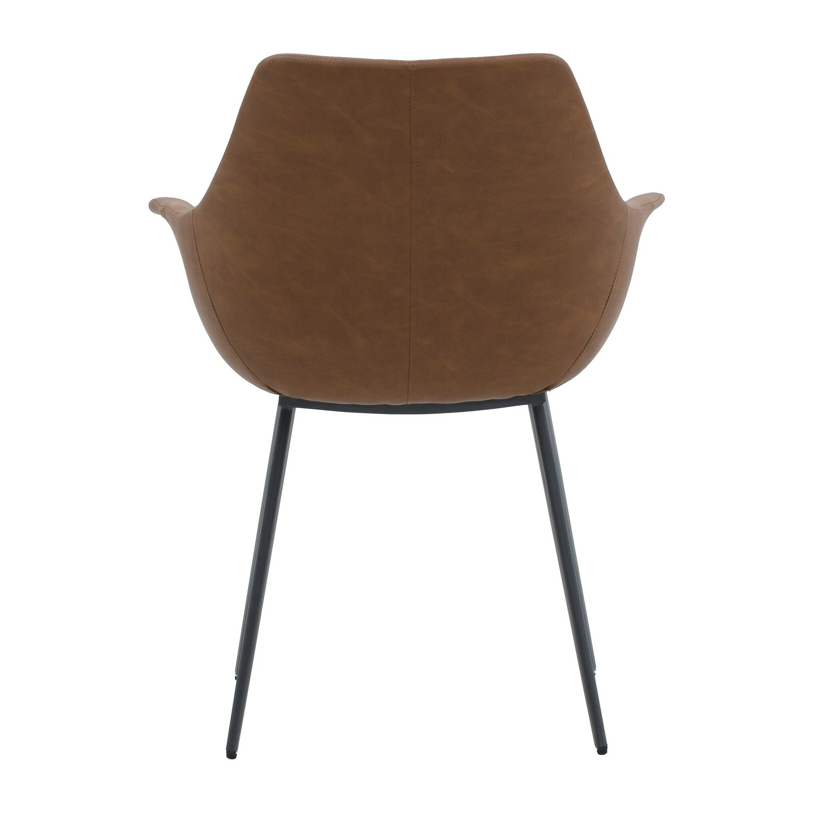 Set di 2 sedie MIRASIERRA in similpelle marrone e gambe in metallo nero, con braccioli